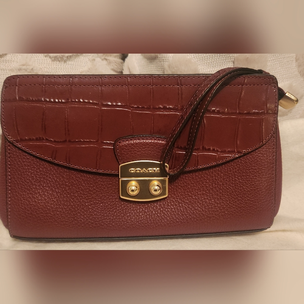 COACH Pebble and Croc Clutch